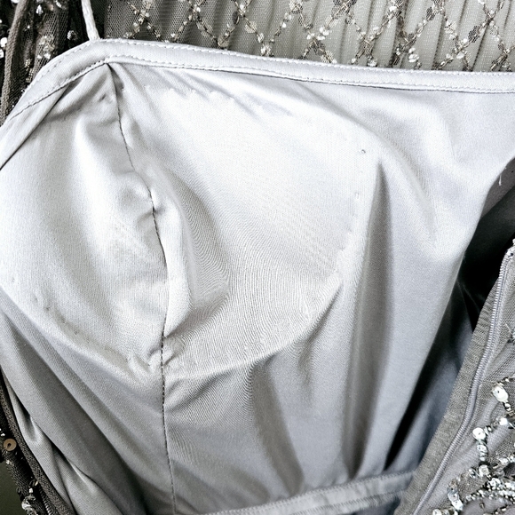 Adrianna Papell 6 Elegant beaded lead Gray Evening Gown - Picture 8 of 13